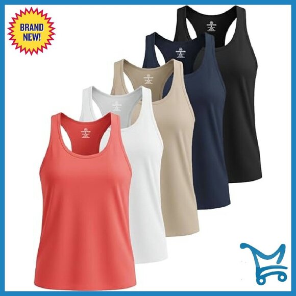 Dry Fit Racerback Tank Tops 5-Pack Women's Workout Athletic Shirts - Picture 2 of 7